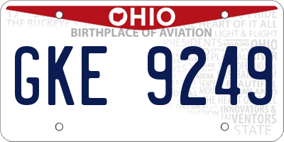 OH license plate GKE9249
