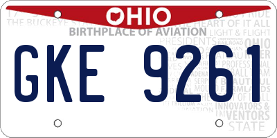 OH license plate GKE9261