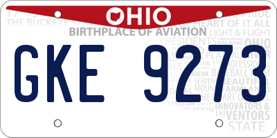 OH license plate GKE9273