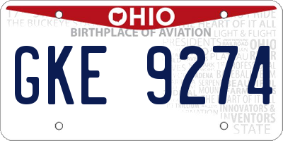 OH license plate GKE9274