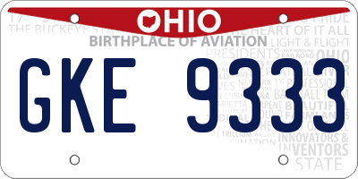 OH license plate GKE9333