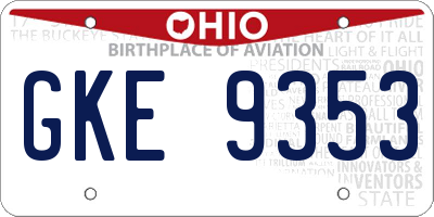 OH license plate GKE9353