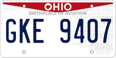 OH license plate GKE9407
