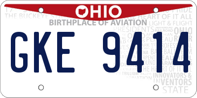 OH license plate GKE9414