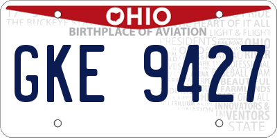 OH license plate GKE9427