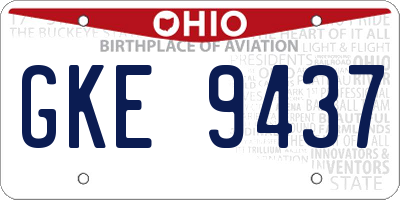 OH license plate GKE9437