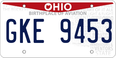 OH license plate GKE9453