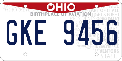 OH license plate GKE9456