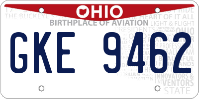 OH license plate GKE9462
