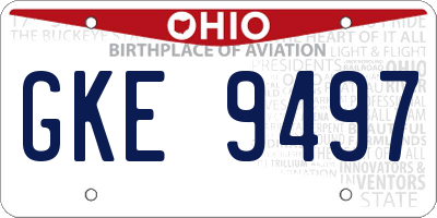 OH license plate GKE9497