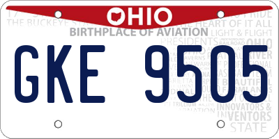OH license plate GKE9505