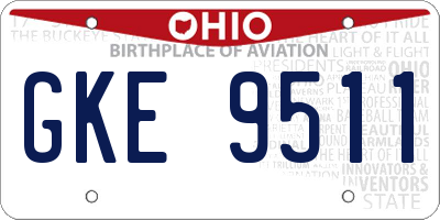 OH license plate GKE9511