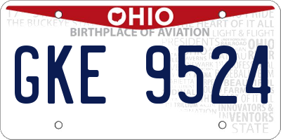 OH license plate GKE9524