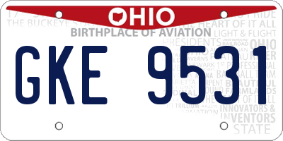 OH license plate GKE9531