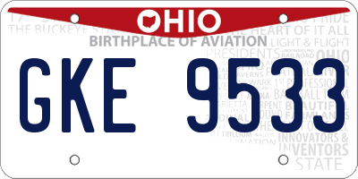 OH license plate GKE9533