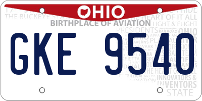 OH license plate GKE9540