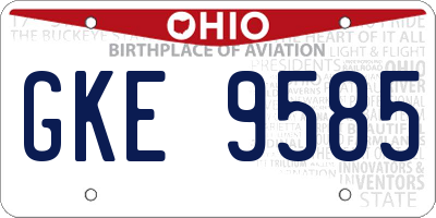 OH license plate GKE9585