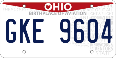 OH license plate GKE9604