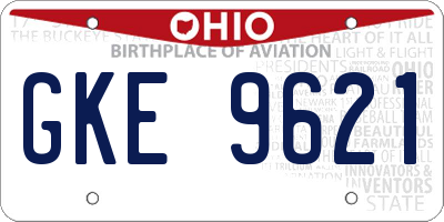 OH license plate GKE9621