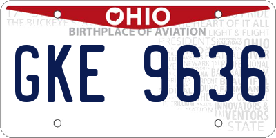 OH license plate GKE9636