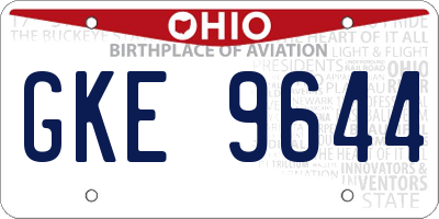 OH license plate GKE9644