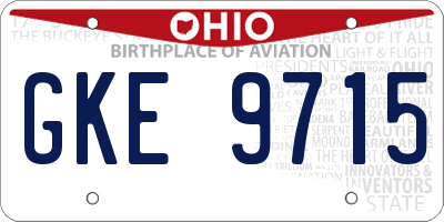 OH license plate GKE9715