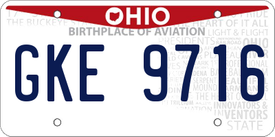 OH license plate GKE9716