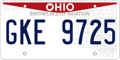 OH license plate GKE9725