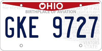OH license plate GKE9727