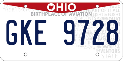 OH license plate GKE9728