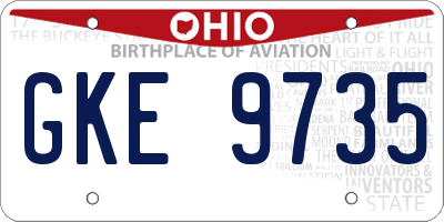 OH license plate GKE9735