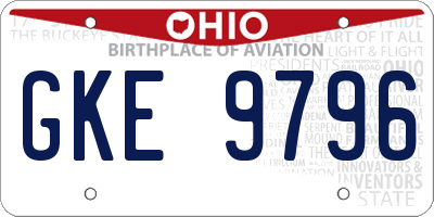 OH license plate GKE9796