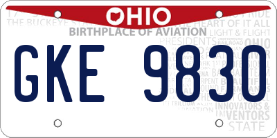 OH license plate GKE9830