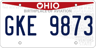 OH license plate GKE9873