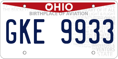 OH license plate GKE9933