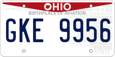 OH license plate GKE9956