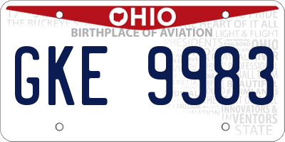 OH license plate GKE9983