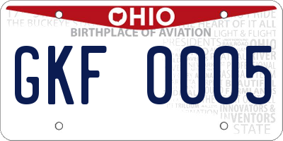 OH license plate GKF0005