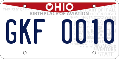 OH license plate GKF0010