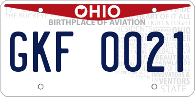 OH license plate GKF0021