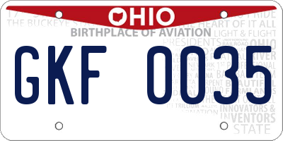 OH license plate GKF0035