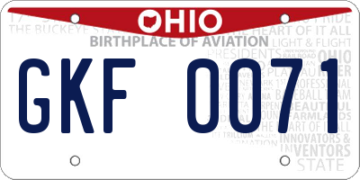 OH license plate GKF0071