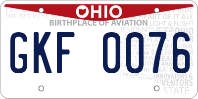 OH license plate GKF0076