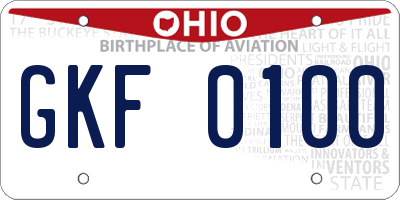 OH license plate GKF0100