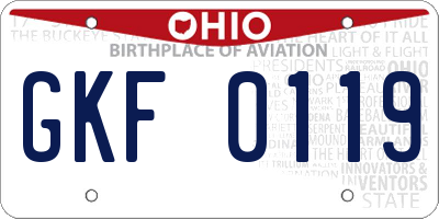 OH license plate GKF0119