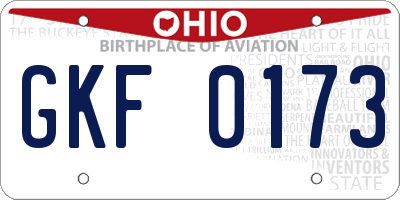 OH license plate GKF0173