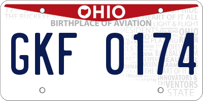 OH license plate GKF0174