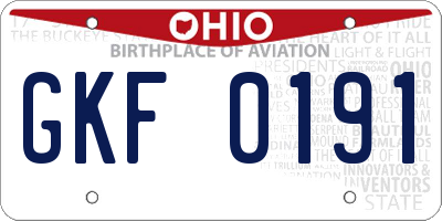 OH license plate GKF0191