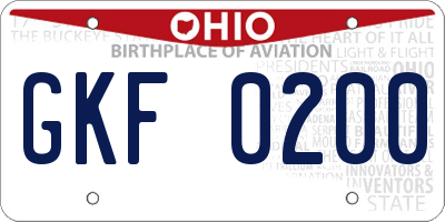 OH license plate GKF0200