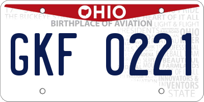 OH license plate GKF0221